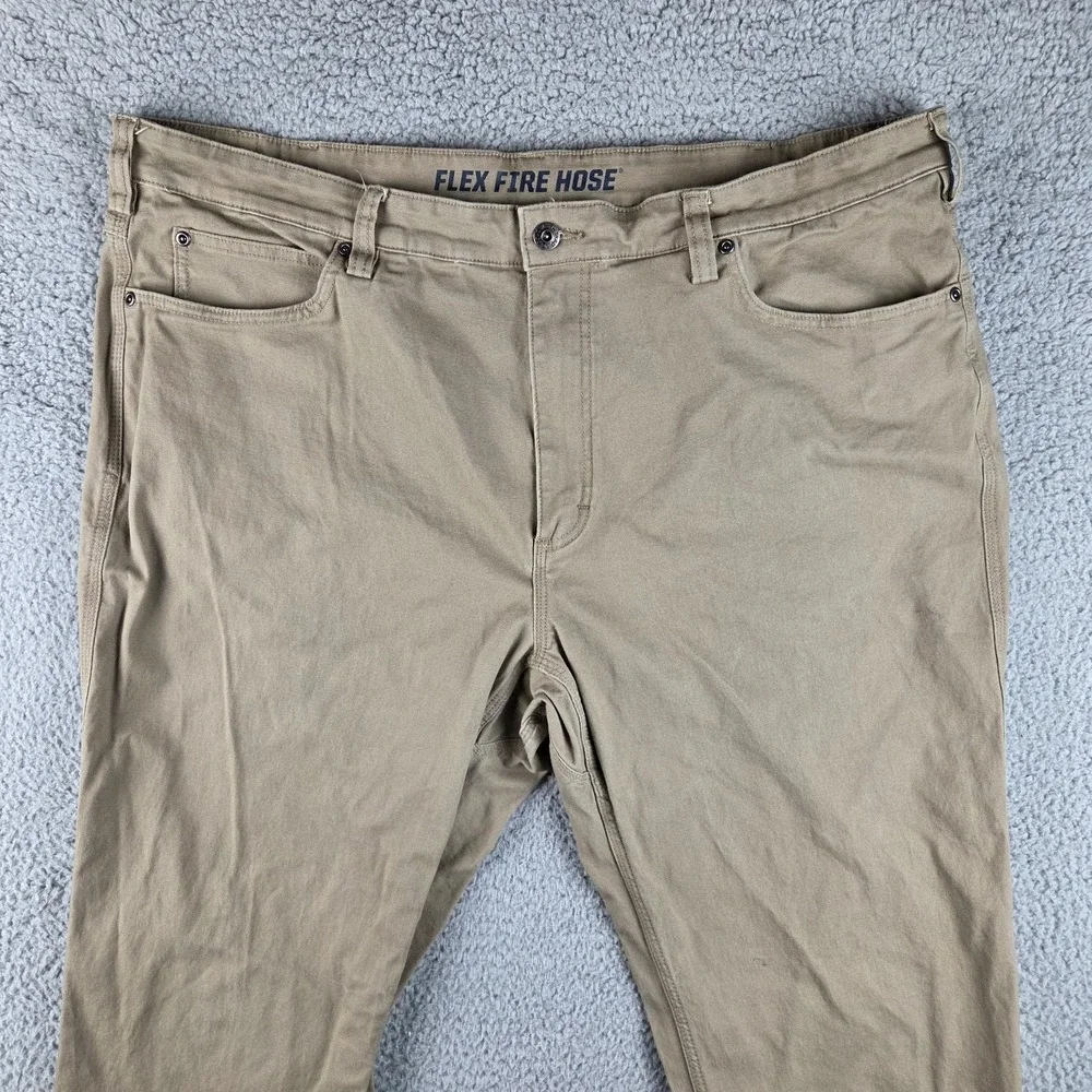 Duluth Trading Pants Mens 42x34 (41x33)‎ Brown Tan Flex Fire Hose Work Wear